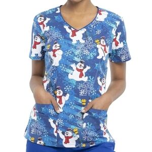 Tooniforms Frosty The Snowman Scrub Top - M